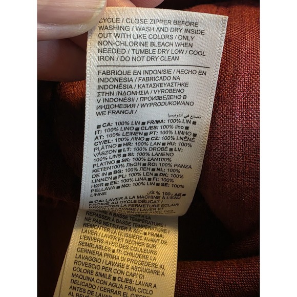 Athleta Size 24 Red Retreat Wide Leg 100% Linen Elastic Waist Drawstring Pants - Picture 8 of 14